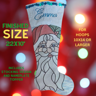 Stained Glass Christmas Stocking - Large Hoops