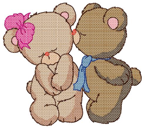 Cross Stitch Teddy In Love